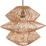 Lampe Suspension Style Boho Naturel Abat-jour en Rotin Base en Métal Anduki