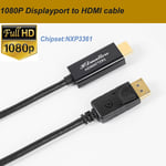 1080P DP à HDMI - 1m - Câble Displayport vers VGA, DVI, HDMI, 4K, DP, pour ordinateur portable, HP, Dell, Asus, Lenovo