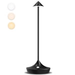 Moslumin Lampe de table sans fil rechargeable exterieur, lumiere bureau tactile LED 6000mAh, design modern, metal, étanche, dimmable, Lampe poser pour interieur, terrasse, chevet, restaurant (noir)