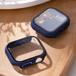 Härdat glas+ cover för Apple Watch Case 45mm 41mm 44mm 40mm 42mm Skärmskydd Apple Watch Tillbehör serie 9 4 5 6 SE 7 8 Midnight blue 8 Series 7-8-9 45mm