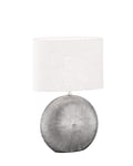 Fischer & Honsel |Lampe de table Tobse|Argenté antique | Toile en tissu blanc | L : 34 cm x l : 17 cm x H 53 cm | Avec interrupteur à cordon | 1 ampoule E27 max. 40 W | 50607