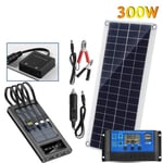 Kit de contrôleur de Tension de Chargeur de Panneau Solaire 300W 100A+Batterie externe solaire pour 12V Voiture RV Bateau