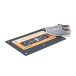 Relaxdays Paillasson tapis d’entrée cassette audio rétro vintage couloir PVC antidérapant 40 x 60 cm, noir/orange