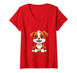 Womens Red Dog Nose Funny Day 2024 Red Dog Nose Cute Dog for Kids V-Neck T-Shirt