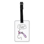 Lila I Don't Believe In Humans Visual Luggage Tag Suitcase Bag - Unicorn Animal