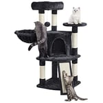 Yaheetech Arbre à Chat en Sisal Griffoir Grattoir Tour de Jeux avec Centre d'activités, Hauteur 106cm Noir