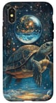 Coque pour iPhone X/XS Carte de tarot tortue galaxie art mystique