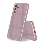 HopMore Case for Samsung Galaxy A14 4G / 5G Phone Case for Girls Women, Flexible TPU Silicone Case with Hearts Pattern Design Slim Thin Bumper Shockproof Protective Cover Shell, Cherry Blossom Purple