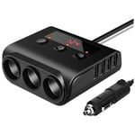 TR12 Allume-Cigare de Voiture Multiprise Triple Splitter avec Interrupteur Affichage la Tension 4USB Chargeur Adaptateur 100 w