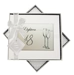 White Cotton Cards Birthday Age 18 Flutes Guest Book, Fabric, 19.5 x 21.5 x 1.5 cm