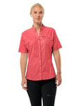 Jack Wolfskin Norbo S/S Shirt W Blouse, Rouge Vif à Carreaux, m Femme