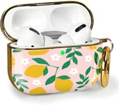 Coque [ Motif Citrons ] Compatible avec Apple Airpods Pro 2e Génération (2022) - Boîtier Recharge à Induction - Case Mousqueton & LED Visible - Étui Rose & Jaune