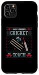 Coque pour iPhone 11 Pro Max Pull de Noël moche pour entraîneur de cricket préféré du Père Noël