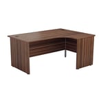 Office Hippo Professional Right Corner Office Desk, L-Shaped Desk, Strong & Reliable Panel Desk, Office Table With Integrated Cable Ports, PC Desk For Office & Home - Dark Walnut