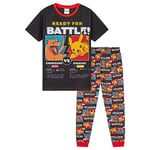 Pokémon Pyjama Enfant Garcon, Ensembles de Pyjama Garçon, Vêtements Enfant Ado 4-14 Ans Pikachu Dracaufeu Gengar (Noir/Orange, 7-8 Ans)