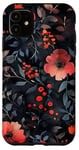 Coque pour iPhone 11 Aquarelle noire florale Queretaro Mexico Art Print