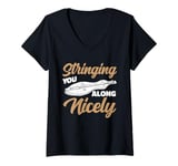 Womens Stringing You Along Nicely Music Teacher Instrumentalist V-Neck T-Shirt