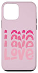 Coque pour iPhone 12 mini Pink Love Pull décontracté à col rond pour femme Motif amour rétro