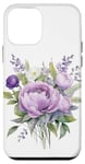 iPhone 12 mini Soft Purple Florals with Pastel Green Leaves Case