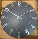 JOHN LEWIS NEW Thomas Kent Mulberry Wall Clock Graphite silver - 12 inch (30cm)