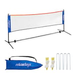 Relaxdays Filet de Badminton, réglable Jusqu’à 225 cm, avec Support, Sac de Transport, Jeux, Noir - Bleu