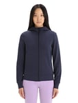 Icebreaker Merino Women's Central Classic Long Sleeve Full-Zip Hoodie Sweatshirt Hooded, Midnight Navy, XS