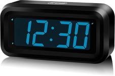 KWANWA Alarm Clock, Digital Clock Battery Operated with Black-blue Display 