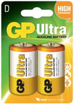 2X GP Ultra Alkaline Batteries Size D LR20 1.5v for Toys Controllers Radios