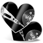 2 x Heart Stickers 15 cm - Black & White Record Player Music #44291