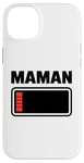 Coque pour iPhone 14 Plus drole Femme fatiguée, maman, faible charge de batterie