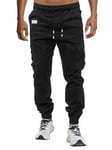 LIUPMWE Hommes Pantalon Chino Cargo Pantalon de Jogging Hommes Coton Casual Sweatpants Hommes Pantalons de Loisirs Taille élastique avec des Poches de Cordon de Serrage,XL,Noir-New