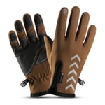 XXY Outdoor Sports Winter Thermal Warm Touchscreen Cycling Bike Bicycle Ski Running Motorcycle Gloves Full Finger Man Women Thermal Waterproof Gloves (Color : Model 5 Brown, Size : M)