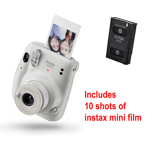 Fuji film Instax Mini 11 Instant Camera - Ice White + 10 Shots of Film