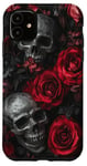 Coque pour iPhone 11 Rose Esthétique Roses Crânes Crâne Art Gothique