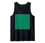 Climbing Vine Leaves In Dusty Green On Aquamarine Tank Top