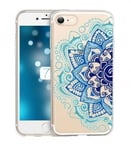 Coque Iphone 7 PLUS Iphone 8 PLUS Mandala Aztec ethnique Fleur Bleu doodling tra