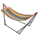 Outsunny Hamac de Jardin Pliable étendoir à Linge avec Support incurvé en métal époxy hamac sur Pied 1 Place Charge Max. 120 Kg dim. 270L x 100l x 94Hcm