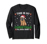 Tibetan Mastiff Dog Wearing Santa Hat Matching Xmas Pajama Long Sleeve T-Shirt