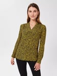 Hobbs Addison Sprig Print Blouse, Gold Chartreuse