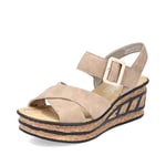 Rieker Femme Sandales 68163, Dame Sandales à Plateforme,Sandale à Plateforme,Chaussure d'été,Semelle épaisse,Beige (Beige / 62),42 EU / 8 UK