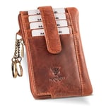 MATADOR Porte Clef 4 Porte Carte Crédit et Porte Monnaie Cuir Véritable | Mini Pochette Rangement Clé avec Blocage RFID et Boîte Cadeau | Sac Cuir Porte Clés Voiture Multifonction | Vintage Marron