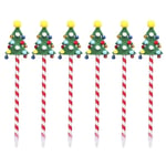 6 stycken julkulspetspenna Studenter Brevpapper Komfortgrepp Xmas Tree Santa Snowman med Pom ringande klockor