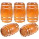 SAFIGLE Tonneau De Vin Miniature 5Pcs Maison De Poupée Baril De Bière en Bois Figurine Miniature Meubles en Bois pour Maison De Poupée Fée Jardin Pub Bar Décoration