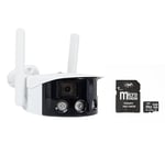 PNI Pack caméra de vidéosurveillance IP590, sans Fil, avec IP, Double Objectif, 2 x 2MP + Carte mémoire MicroSD 128 Go avec Adaptateur SD