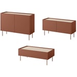 Bobochic - Salon complet Ensemble atlas avec buffet 120 cm + meuble tv 120 cm + table basse 120 cm Rouge - Rouge