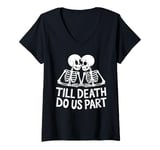 Womens Till death do us part Skeleton Couple V-Neck T-Shirt