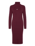 Tommy Jeans Tjw Mockneck Badge Sweater Dress Burgundy