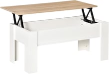 Lift Up Coffee Table Rising Desk Hidden Storage Large Living Room Table White UK