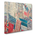 Allies Day in May by Childe Hassam Classic Painting Canvas Wall Art Print Ready to Hang, Framed Picture for Living Room Bedroom Home Office Décor, 14x14 Inch (35x35 cm)