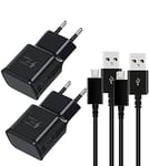 2 Pack Chargeur avec Micro USB Câble Compatible avec Samsung Galaxy S7 S6 Edge S4 S3 A3 J8 J7 J6 J5 J3 Note5 Note4 Tab S Tab S2, DBZYLN AFC Chargeur Rapide Android Universel - Noir